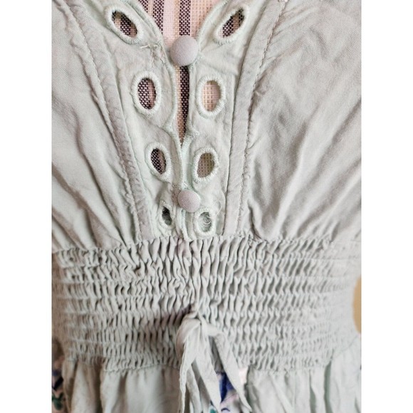 Hekka Blue Embroidered Floral V-Neck Cap Sleeves Maxi X-line Dress size XXL - Picture 2 of 16